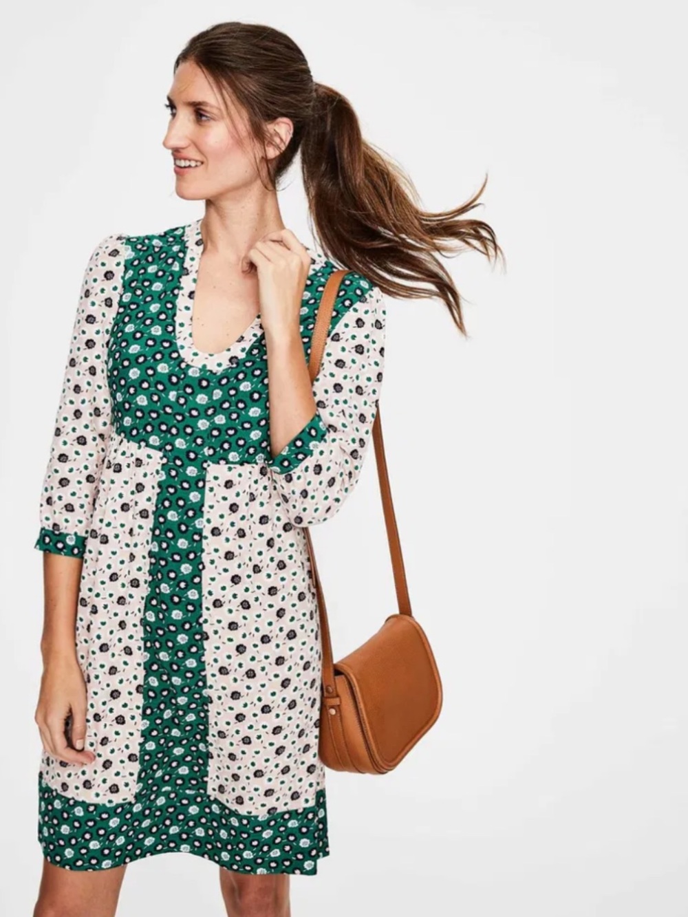 Boden Mollie Hopscotch Dress 4L green pink floral summer spring